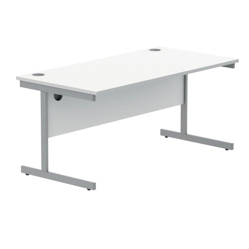 Polaris Rectangular Single Upright Cantilever Desk 1600x800x730mm Arctic White/Silver KF821830