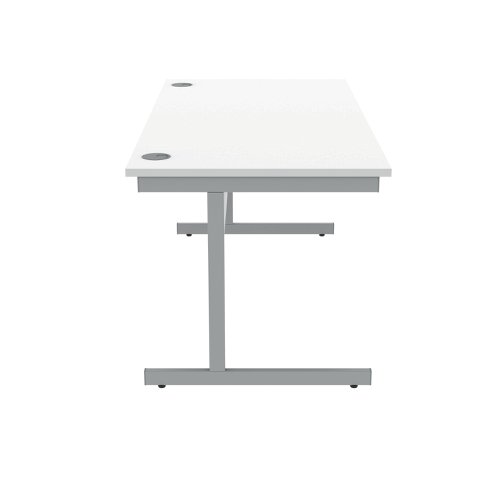 Polaris Rectangular Single Upright Cantilever Desk 1600x800x730mm Arctic White/Silver KF821830