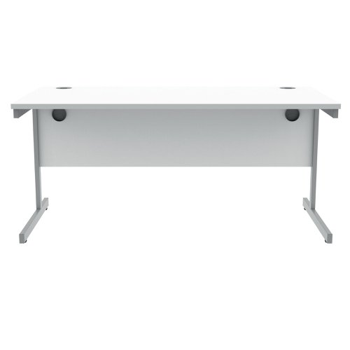 Polaris Rectangular Single Upright Cantilever Desk 1600x800x730mm Arctic White/Silver KF821830