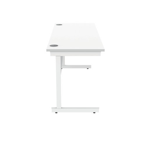 Polaris Rectangular Single Upright Cantilever Desk 1600x600x730mm Arctic White/White KF821860