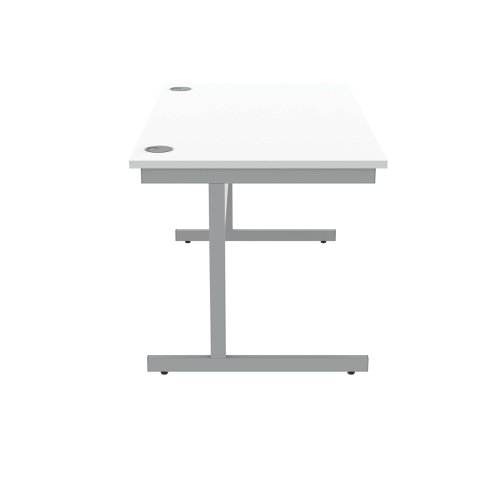 Polaris Rectangular Single Upright Cantilever Desk 1400x800x730mm Arctic White/White KF821880