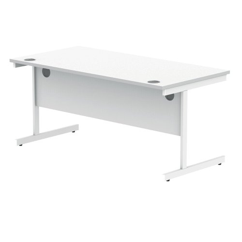 Polaris Rectangular Single Upright Cantilever Desk 1600x800x730mm Arctic White/White KF821890