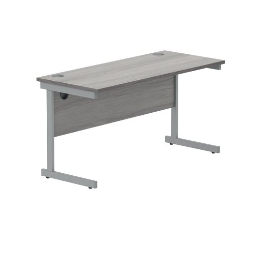 Polaris Rectangular Single Upright Cantilever Desk 1200x600x730mm Alaskan Grey Oak/Silver KF821900