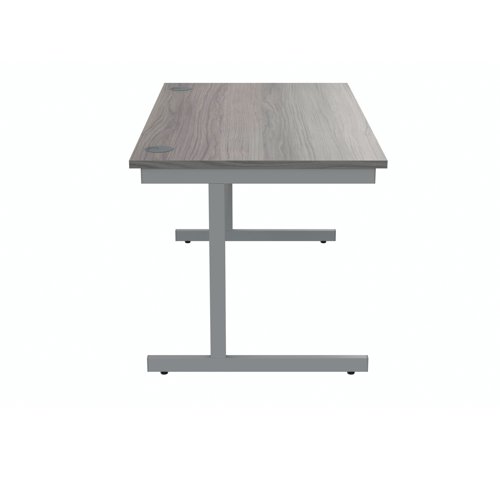 Polaris Rectangular Single Upright Cantilever Desk 1400x800x730mm Alaskan Grey Oak/Silver KF821940