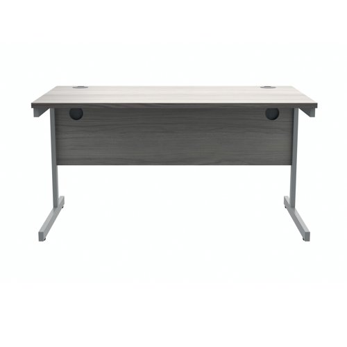 Polaris Rectangular Single Upright Cantilever Desk 1400x800x730mm Alaskan Grey Oak/Silver KF821940