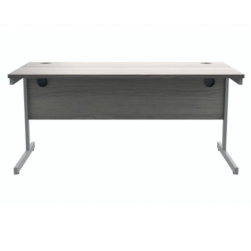 Polaris Rectangular Single Upright Cantilever Desk 1600x800x730mm Alaskan Grey Oak/Silver KF821950