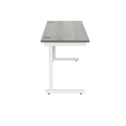 Polaris Rectangular Single Upright Cantilever Desk 1400x600x730mm Alaskan Grey Oak/White KF821970