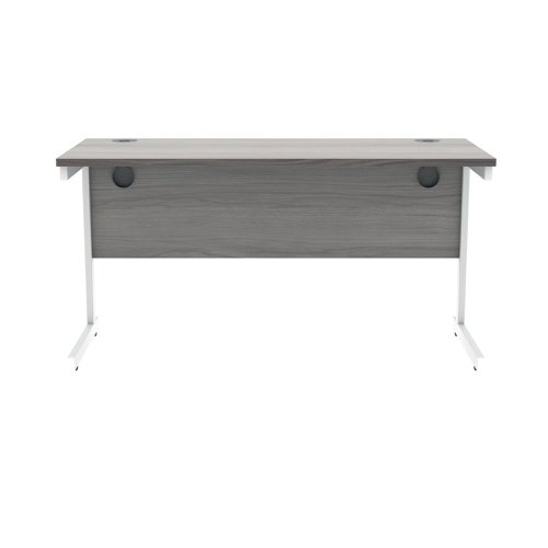 Polaris Rectangular Single Upright Cantilever Desk 1400x600x730mm Alaskan Grey Oak/White KF821970