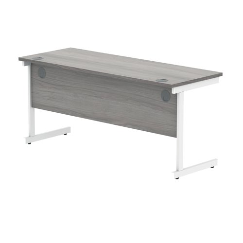 Polaris Rectangular Single Upright Cantilever Desk 1600x600x730mm Alaskan Grey Oak/White KF821980