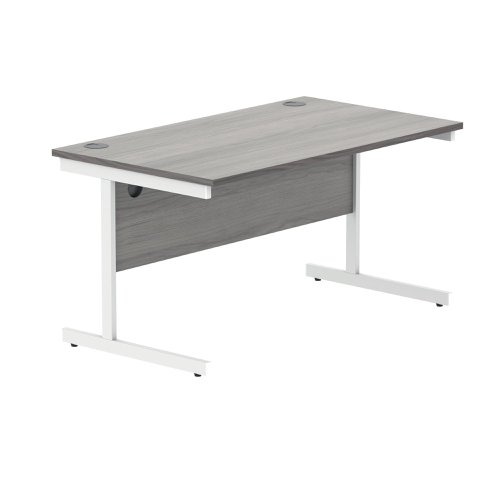 Polaris Rectangular Single Upright Cantilever Desk 1400x800x730mm Alaskan Grey Oak/White KF822000