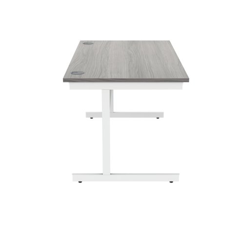 Polaris Rectangular Single Upright Cantilever Desk 1400x800x730mm Alaskan Grey Oak/White KF822000