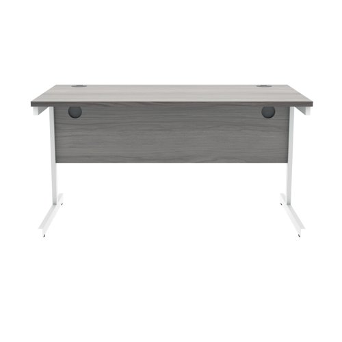 Polaris Rectangular Single Upright Cantilever Desk 1400x800x730mm Alaskan Grey Oak/White KF822000