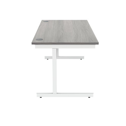 Polaris Rectangular Single Upright Cantilever Desk 1600x800x730mm Alaskan Grey Oak/White KF822010