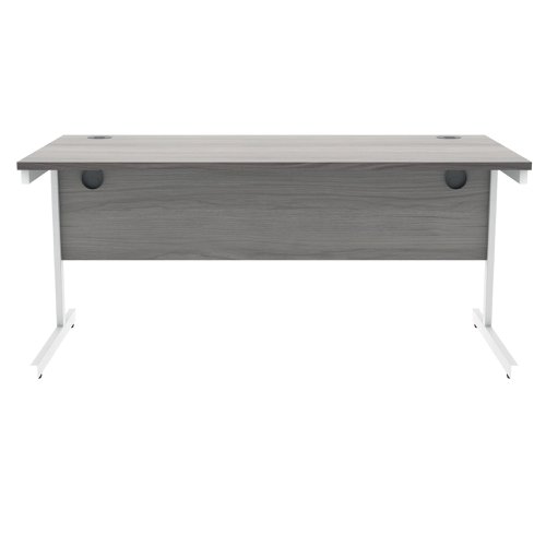 Polaris Rectangular Single Upright Cantilever Desk 1600x800x730mm Alaskan Grey Oak/White KF822010