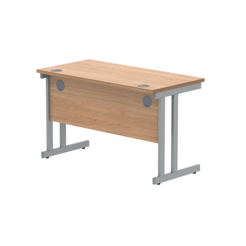 Polaris Rectangular Double Upright Cantilever Desk 1200x600x730mm Norwegian Beech/Silver KF822020