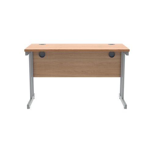 Polaris Rectangular Double Upright Cantilever Desk 1200x600x730mm Norwegian Beech/Silver KF822020