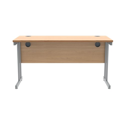 Polaris Rectangular Double Upright Cantilever Desk 1400x600x730mm Norwegian Beech/Silver KF822030