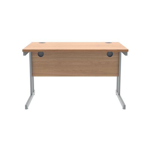 Polaris Rectangular Double Upright Cantilever Desk 1200x800x730mm Norwegian Beech/Silver KF822050