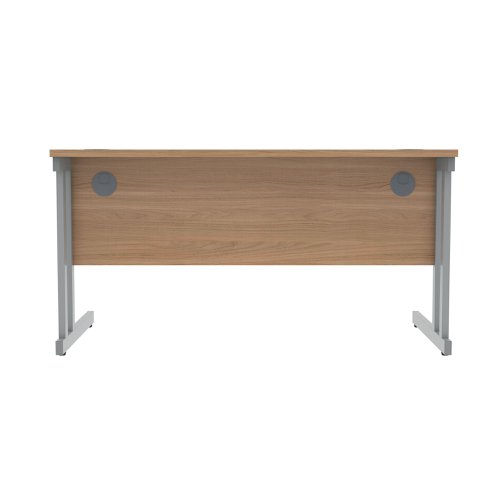 Polaris Rectangular Double Upright Cantilever Desk 1400x800x730mm Norwegian Beech/Silver KF822060