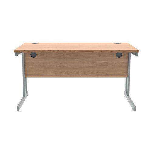 Polaris Rectangular Double Upright Cantilever Desk 1400x800x730mm Norwegian Beech/Silver KF822060