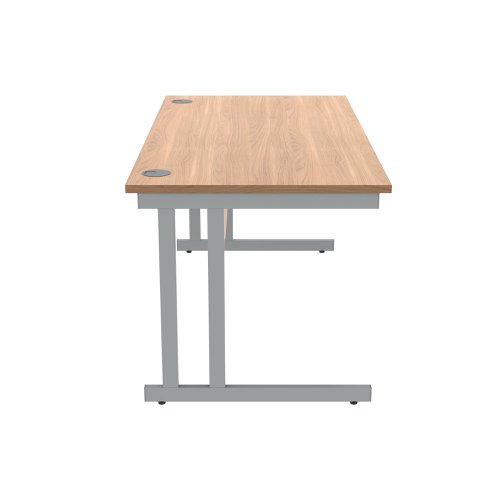 Polaris Rectangular Double Upright Cantilever Desk 1600x800x730mm Norwegian Beech/Silver KF822070