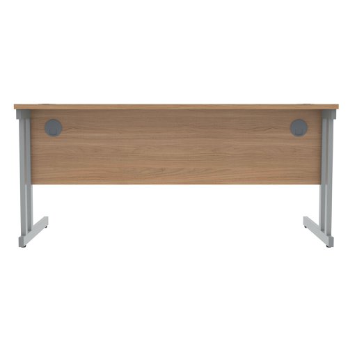 Polaris Rectangular Double Upright Cantilever Desk 1600x800x730mm Norwegian Beech/Silver KF822070