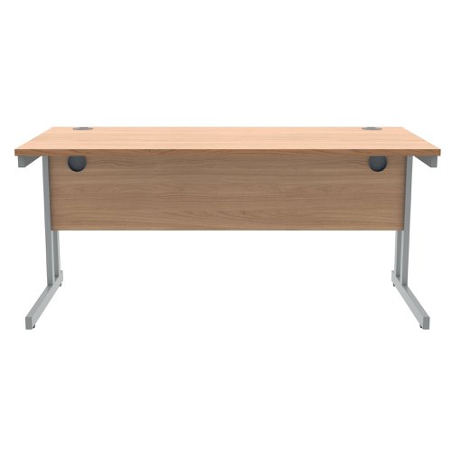 Polaris Rectangular Double Upright Cantilever Desk 1600x800x730mm Norwegian Beech/Silver KF822070