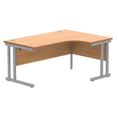 Polaris Right Hand Radial DU Cantilever Desk 1600x1200x730mm Norwegian Beech/Silver KF822090