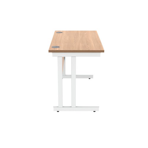 Polaris Rectangular Double Upright Cantilever Desk 1200x600x730mm Norwegian Beech/White KF822100