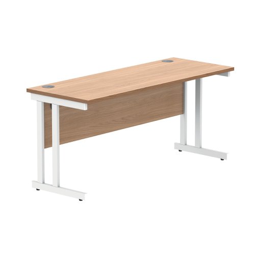 Polaris Rectangular Double Upright Cantilever Desk 1600x600x730mm Norwegian Beech/White KF822120