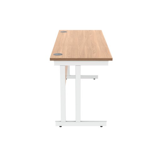 Polaris Rectangular Double Upright Cantilever Desk 1600x600x730mm Norwegian Beech/White KF822120