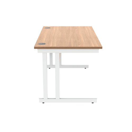 Polaris Rectangular Double Upright Cantilever Desk 1400x800x730mm Norwegian Beech/White KF822140