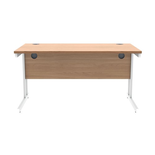 Polaris Rectangular Double Upright Cantilever Desk 1400x800x730mm Norwegian Beech/White KF822140