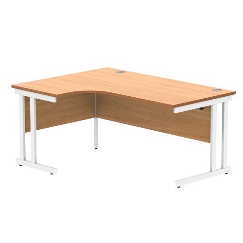 Polaris Left Hand Radial DU Cantilever Desk 1600x1200x730mm Norwegian Beech/White KF822160