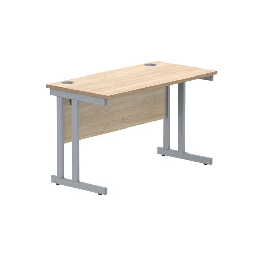 Polaris Rectangular Double Upright Cantilever Desk 1200x600x730mm Canadian Oak/Silver KF822180