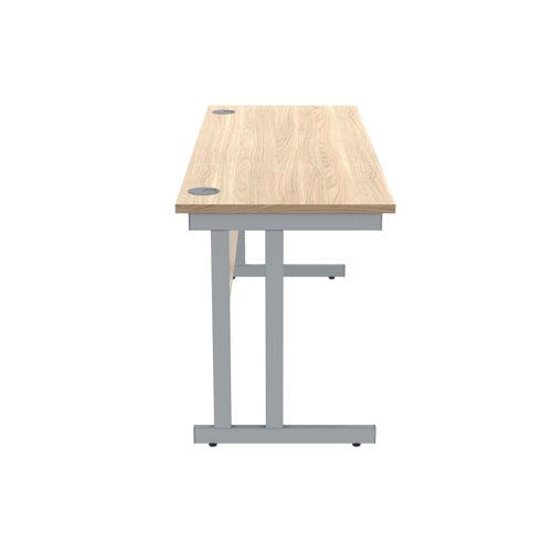 Polaris Rectangular Double Upright Cantilever Desk 1600x600x730mm Canadian Oak/Silver KF822200