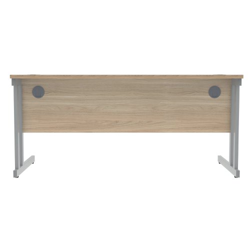 Polaris Rectangular Double Upright Cantilever Desk 1600x800x730mm Canadian Oak/Silver KF822230