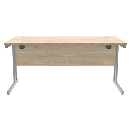 Polaris Rectangular Double Upright Cantilever Desk 1600x800x730mm Canadian Oak/Silver KF822230