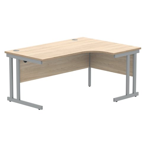 Polaris Right Hand Radial DU Cantilever Desk 1600x1200x730mm Canadian Oak/Silver KF822250