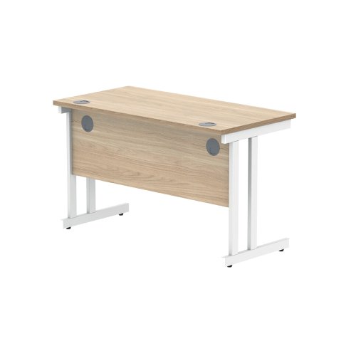 Polaris Rectangular Double Upright Cantilever Desk 1200x600x730mm Canadian Oak/White KF822260