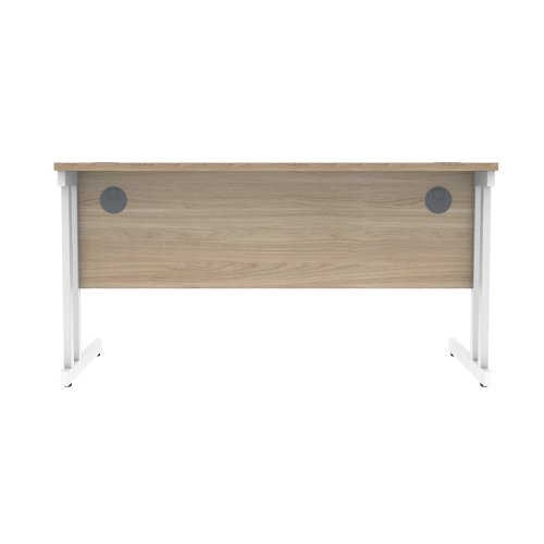 Polaris Rectangular Double Upright Cantilever Desk 1400x800x730mm Canadian Oak/White KF822300