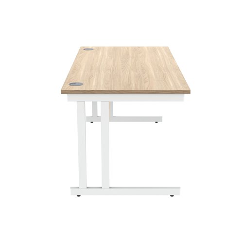 Polaris Rectangular Double Upright Cantilever Desk 1600x800x730mm Canadian Oak/White KF822310