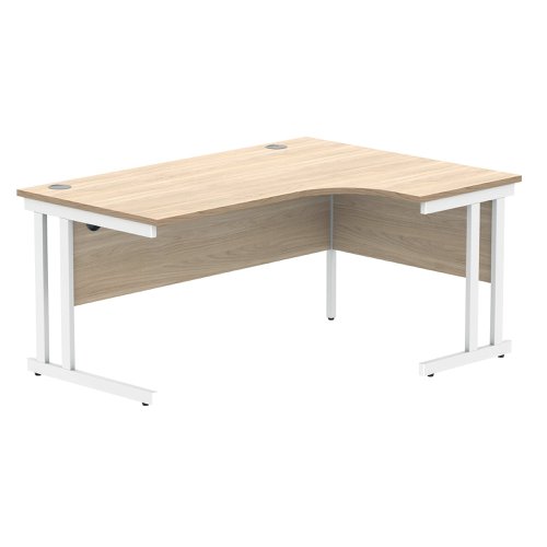 Polaris Right Hand Radial Double Upright Cantilever Desk 1600x1200x730mm Canadian Oak/White KF822330