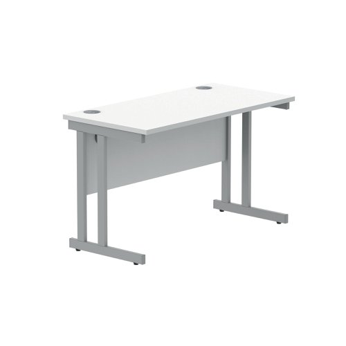 Polaris Rectangular Double Upright Cantilever Desk 1200x600x730mm Arctic White/Silver KF822340