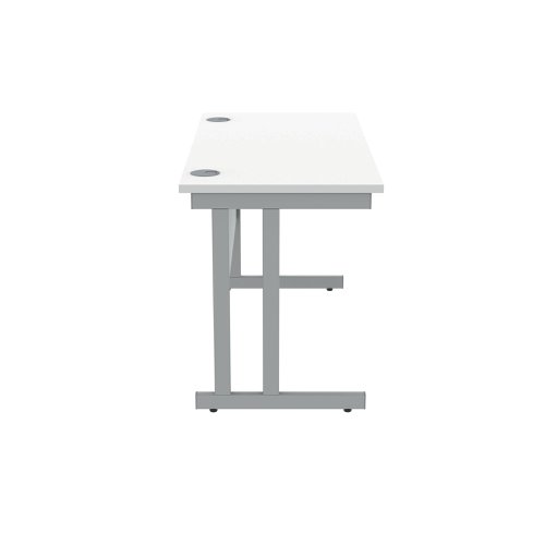 Polaris Rectangular Double Upright Cantilever Desk 1200x600x730mm Arctic White/Silver KF822340