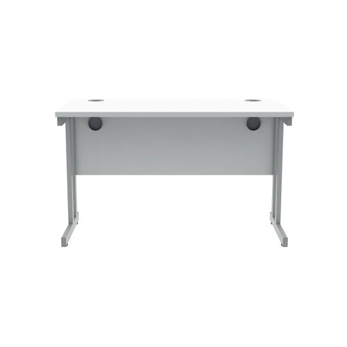 Polaris Rectangular Double Upright Cantilever Desk 1200x600x730mm Arctic White/Silver KF822340