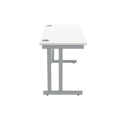 Polaris Rectangular Double Upright Cantilever Desk 1400x600x730mm Arctic White/Silver KF822350