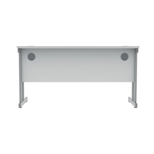 Polaris Rectangular Double Upright Cantilever Desk 1400x600x730mm Arctic White/Silver KF822350