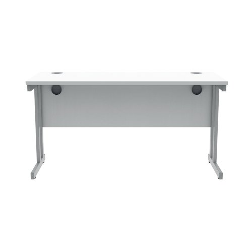 Polaris Rectangular Double Upright Cantilever Desk 1400x600x730mm Arctic White/Silver KF822350