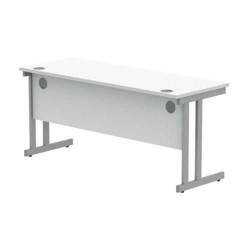 Polaris Rectangular Double Upright Cantilever Desk 1600x600x730mm Arctic White/Silver KF822360